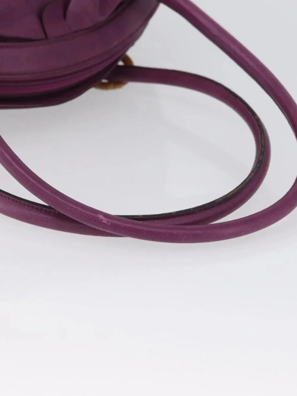 Salvatore Ferragamo Gancini Hand Bag Leather Purple Silver Auth LNZ629